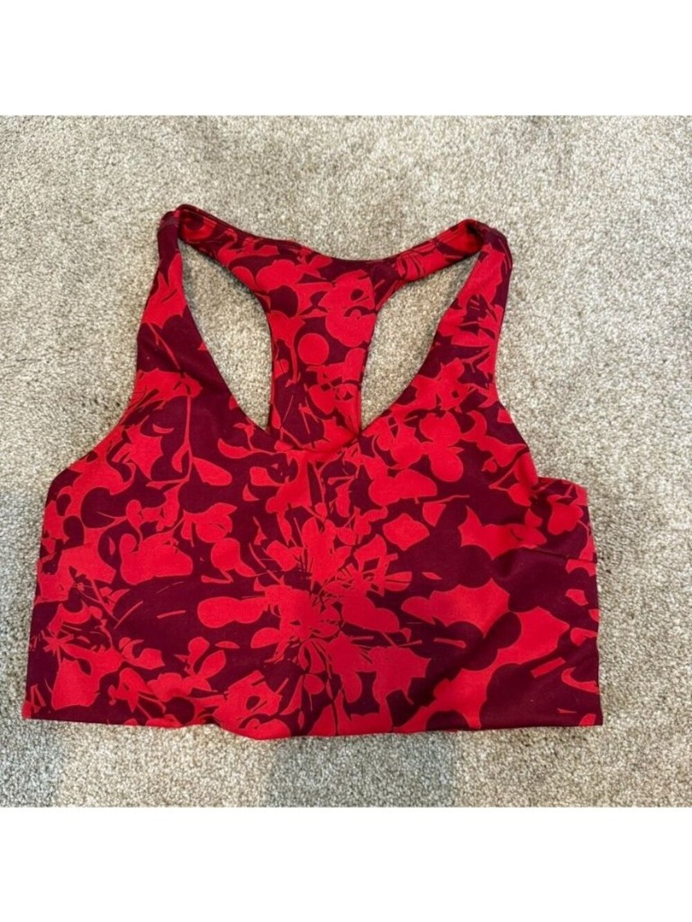 Zella Red Camo Longline Racerback Sports Bra Size Medium